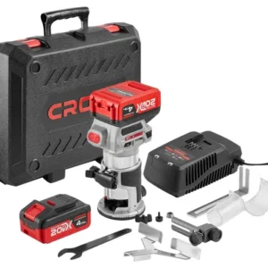 Défonceuse fraiseuse sans fil mouteur sans balai avec 2 batterie 20V 4Ah et chargeur CROWN CT26010HX-4 BMC