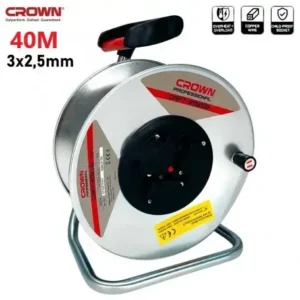 Rallonge et enrouleur électrique 40m 3*2,5mm câbles en cuivre CROWN | CAPT-ER40B