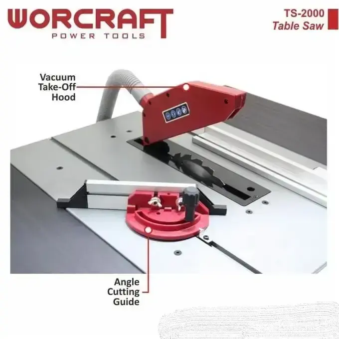 منشار طاولة للخشب 2000 وات 255 مم مع مكنسة كهربائية Scie À Table Pour Bois 2000W 255mm Avec Aspirateur WORCRAFT - الصورة 5