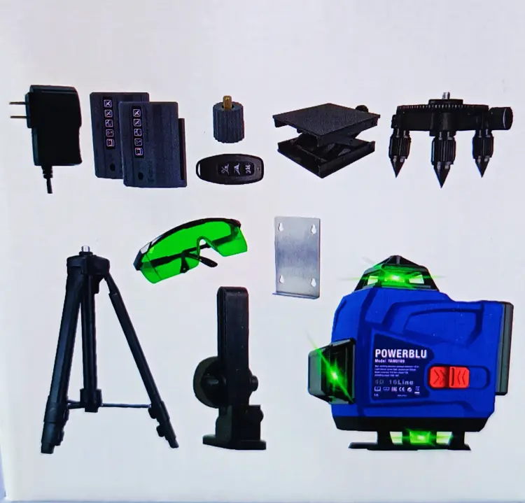 Niveau Laser 4D 16 Lignes 2 Batteries avec Trépied POWERBLU YAMO189