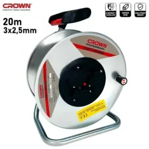 Rallonge et enrouleur électrique 20m 3*2,5mm câbles en cuivre CROWN | CAPT-ER20B