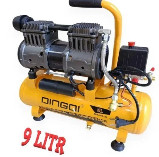كمبرسور هواء صامت 9 لتر+5قطع Compresseur d'air silencieux 9 litres + kits5 pièces DINGQI