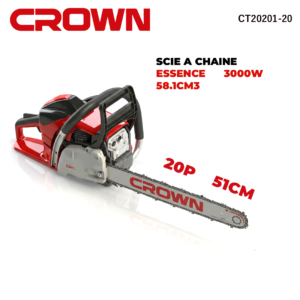 منشار الخشب بالبنزين scie à chaîne 20″ CROWN 3000W CT20201-20